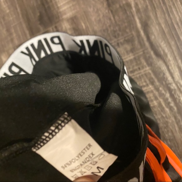 PINK Black & Coral Spandex Shorts - Picture 4 of 4